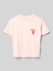 Damski t-shirt o kroju regular fit z czystej bawełny model 'SARA' od ONLY Fuksjowy - 24