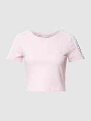 Kort T-shirt met labelstrepen, model 'BABY' van ADIDAS SPORTSWEAR Roze - 12