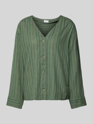 Linnen blouse met V-hals van Jake*s Casual Groen - 15