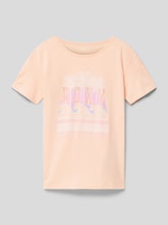T-shirt z nadrukiem z logo i motywem model ‘PURPLE HEARTS’ od Roxy Pomarańczowy - 34