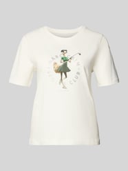 T-shirt o kroju regular fit z obszyciem ozdobnymi kamieniami od Marc Cain - 16