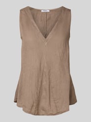 Regular Fit Leinenblusentop mit V-Ausschnitt Modell 'Lu44cia' von ZABAIONE Beige - 17