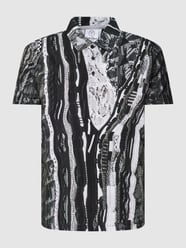 T-Shirt mit Allover-Muster Modell 'Polo' von CARLO COLUCCI Grau / Schwarz - 42