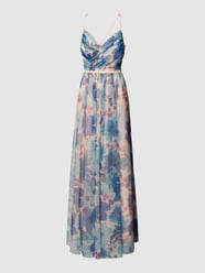 Abendkleid mit floralem Muster von V.M. Blau - 33