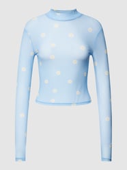 Shirt met lange mouwen en opstaande kraag van REVIEW Blauw / turquoise - 20