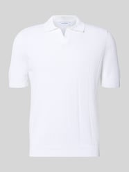 Regular Fit Poloshirt mit breiter Rippe und V-Ausschnitt von Gran Sasso - 1