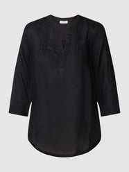 Blouseshirt van linnen met tuniekkraag van s.Oliver RED LABEL Zwart - 41