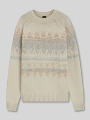 Relaxed Fit Strickpullover aus Woll-Mix Modell 'KAROMBO' von BOSS Orange Beige - 14