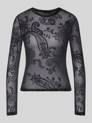 bluzka z długim rękawem o kroju slim fit z okrągłym dekoltem model 'LOVA' od VERO MODA - 4