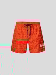 Badehose mit Allover-Label-Print von Balmain Orange - 21