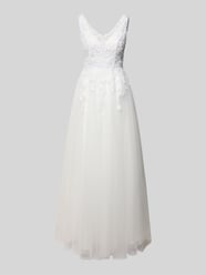Regular fit bruidsjurk met gebloemd kant van LUXUAR FASHION - 5
