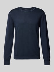 Slim Fit Strickpullover aus Schurwolle mit Rundhalsausschnitt von OLYMP Level Five Blau - 8