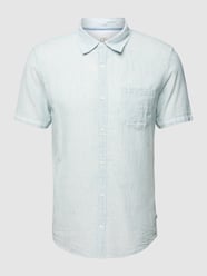 Slim Fit Freizeithemd mit Leinen-Anteil von QS by s.Oliver Blau - 37