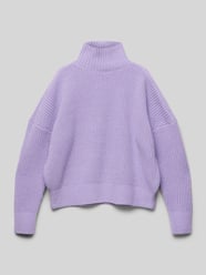 Sweter z dzianiny ze stójką od s.Oliver RED LABEL Fioletowy - 11