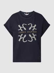 T-shirt met labelprint, model 'ROPE' van Tommy Hilfiger Blauw - 45