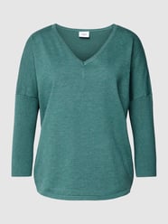 Gebreide pullover met V-hals, model 'Mila' van Saint Tropez Groen - 11