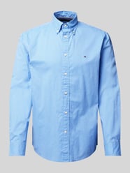 Regular Fit Business-Hemd mit Logo-Stitching Modell 'POPLIN' von Tommy Hilfiger Blau - 4