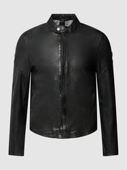 Kurtka skórzana o kroju slim fit z naszywką z logo od Gipsy Czarny - 44