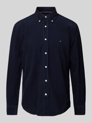 Regular Fit Cordhemd mit Button-Down-Kragen Modell 'SOLID' von Tommy Hilfiger Blau - 8