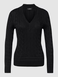 Gebreide pullover met kabelpatroon, model 'MEREN' van Lauren Ralph Lauren Grijs / zwart - 48
