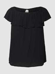 Off-Shoulder-Bluse aus reiner Viskose mit Volants von ICHI Schwarz - 11