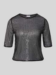 T-shirt o kroju shaped fit z cekinowym obszyciem model ‘JACK’ od PIECES - 34