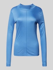 Longsleeve mit geripptem Stehkragen von comma Blau - 16