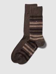 Socken mit Label-Detail im 2er-Pack Modell 'DUO STRIPE SOCK' von Tommy Hilfiger Beige - 41