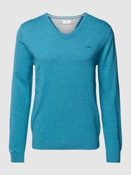 Strickpullover mit V-Ausschnitt von s.Oliver RED LABEL Blau - 35