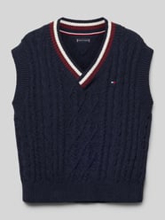 Pullover mit V-Ausschnitt Modell "GLOBAL" von Tommy Hilfiger Teens Blau - 1