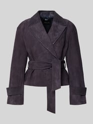 Lederjacke mit Bindegürtel von Marc Cain Beige - 30