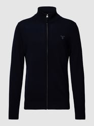 Gebreid jack met labelstitching, model 'EXTRAFINE' van Gant Blauw / turquoise - 5