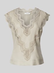 Regular Fit Blusentop mit Häkelspitze Modell 'NATULI-TOP' von Copenhagen Muse Beige - 3