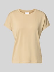 T-Shirt mit geripptem Rundhalsausschnitt von Jake*s Collection Beige - 36