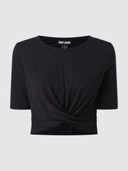 Cropped T-Shirt mit Knotendetail  von DKNY JEANS Schwarz - 10