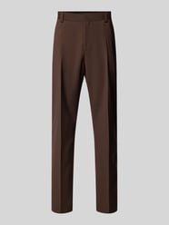 Slim Fit Anzughose aus Schurwolle mit Bundfalten Modell 'Theo' von HUGO Braun - 13
