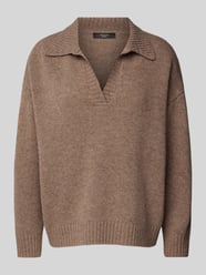 Oversized gebreide pullover met ribboorden, model 'AGRE' van Weekend Max Mara Bruin - 35