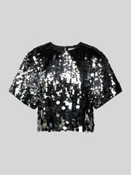 Kort blouseshirt met pailletten, model 'TANA' van Selected Femme Grijs / zwart - 33