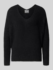 Sweter z dzianiny z mieszanka wełny z dekolt w serek model 'THORA' od MOS MOSH - 41