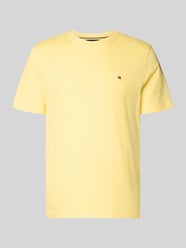 Geel T-shirt voor heren, korte mouwen, effen katoen, ronde