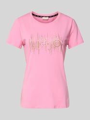 T-Shirt mit Ziersteinbesatz von Liu Jo White Pink - 2