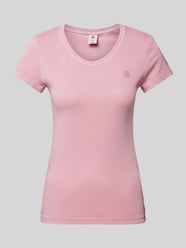 Slim fit T-shirt met labeldetail, model 'Overdyed' van G-Star Raw Roze - 4