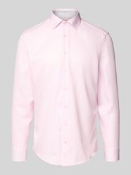 Slim fit zakelijk overhemd met knoopsluiting van SEIDENSTICKER Fuchsia - 47