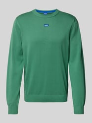 Gebreide pullover met logostitching, model 'San Cosmo' van Hugo Blue Groen - 17