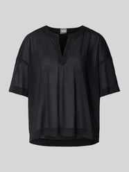 Bluzka o kroju relaxed fit z kołnierzem z lamówką model ‘FIDATO’ od MM - 44