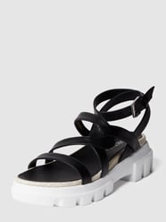 Plateausandalen van leer met riempje van Marc Cain Bags & Shoes Grijs / zwart - 30