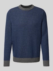 Strickpullover aus Schurwolle mit Rundhalsausschnitt von MAERZ Muenchen Blau - 22