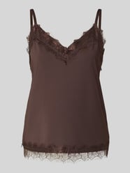 Top o kroju regular fit z obszyciem koronką model 'Bicco' od FREE/QUENT - 9
