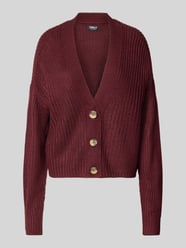 Boxy Fit Strickjacke mit V-Ausschnitt Modell 'CAROL' von ONLY Bordeaux - 38