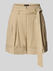 Bermuda van linnenmix met strikceintuur van Marc Cain Beige - 41